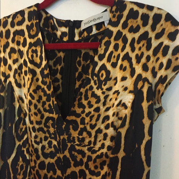 Signature YSL Leopard Print Silk Dress FR38 US4 - Picture 5 of 10